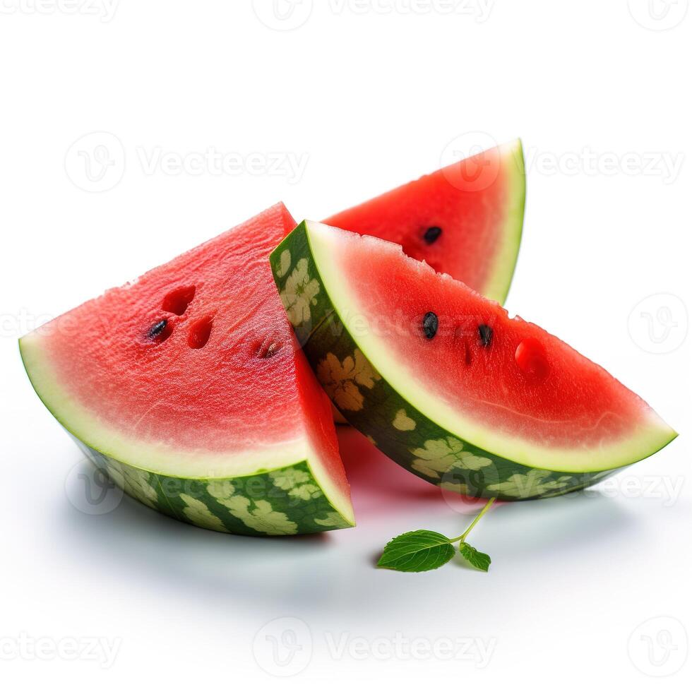 Slices of Watermelon Fruit Isolated Image for Mock Up Illustration Still Image White Background with photo