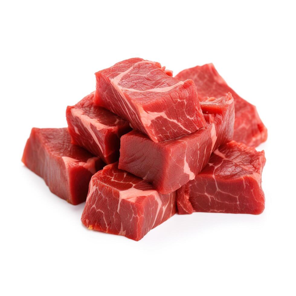 Slices of Beef Meat Food Isolated Image for Mock Up Illustration Still Image White Background with photo