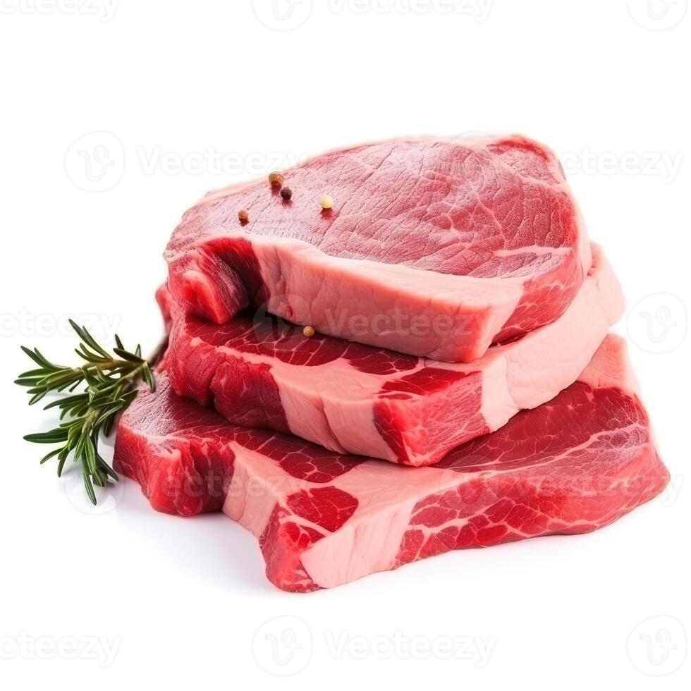 Slices of Beef Meat Food Isolated Image for Mock Up Illustration Still Image White Background with photo