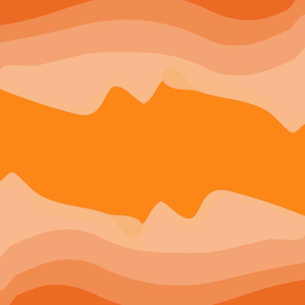 Abstract rectangular frame with top and bottom pattern of wavy lines in trendy autumn orange shades. vector