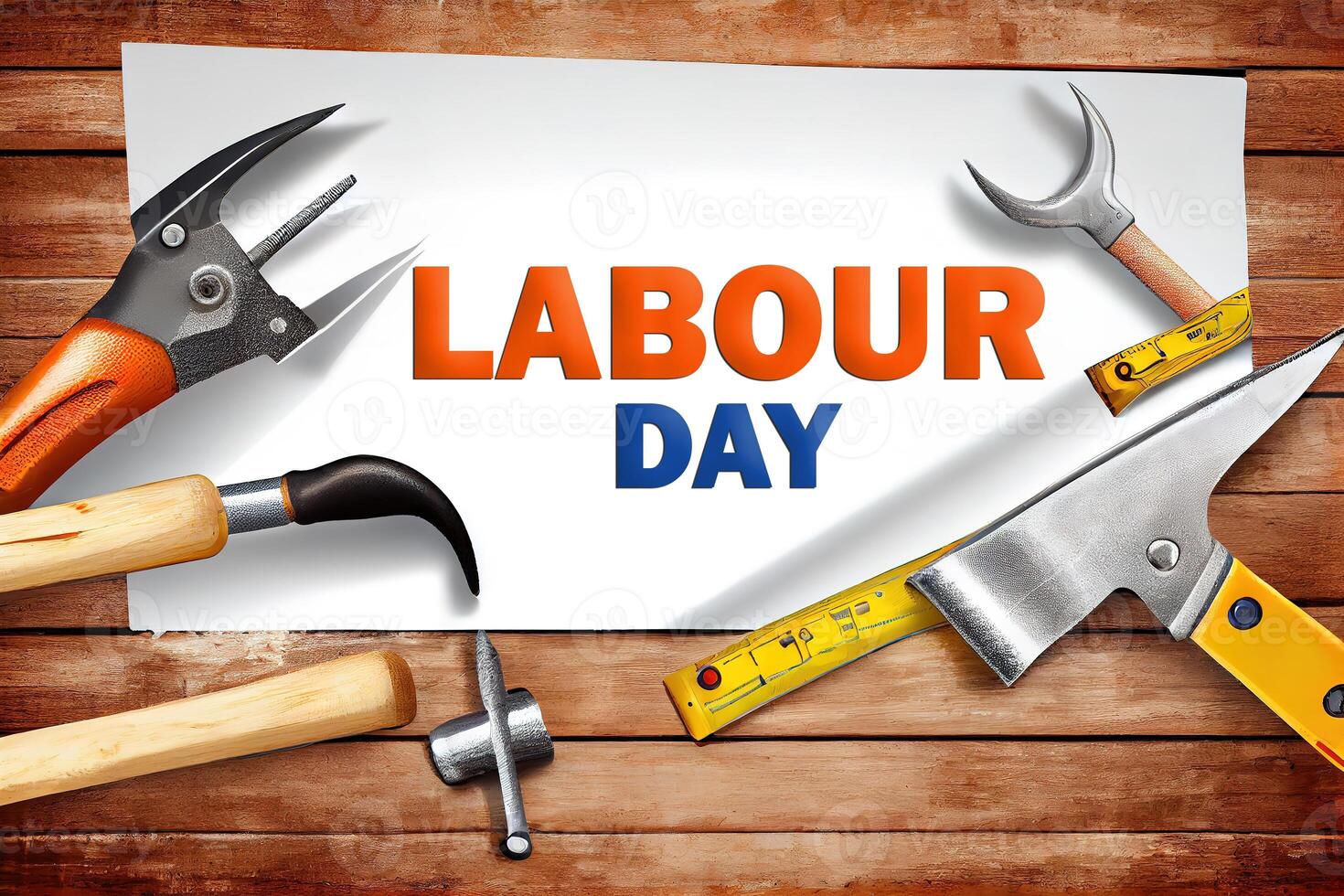 Happy labor day, Construction tools with copy space for labor day. photo