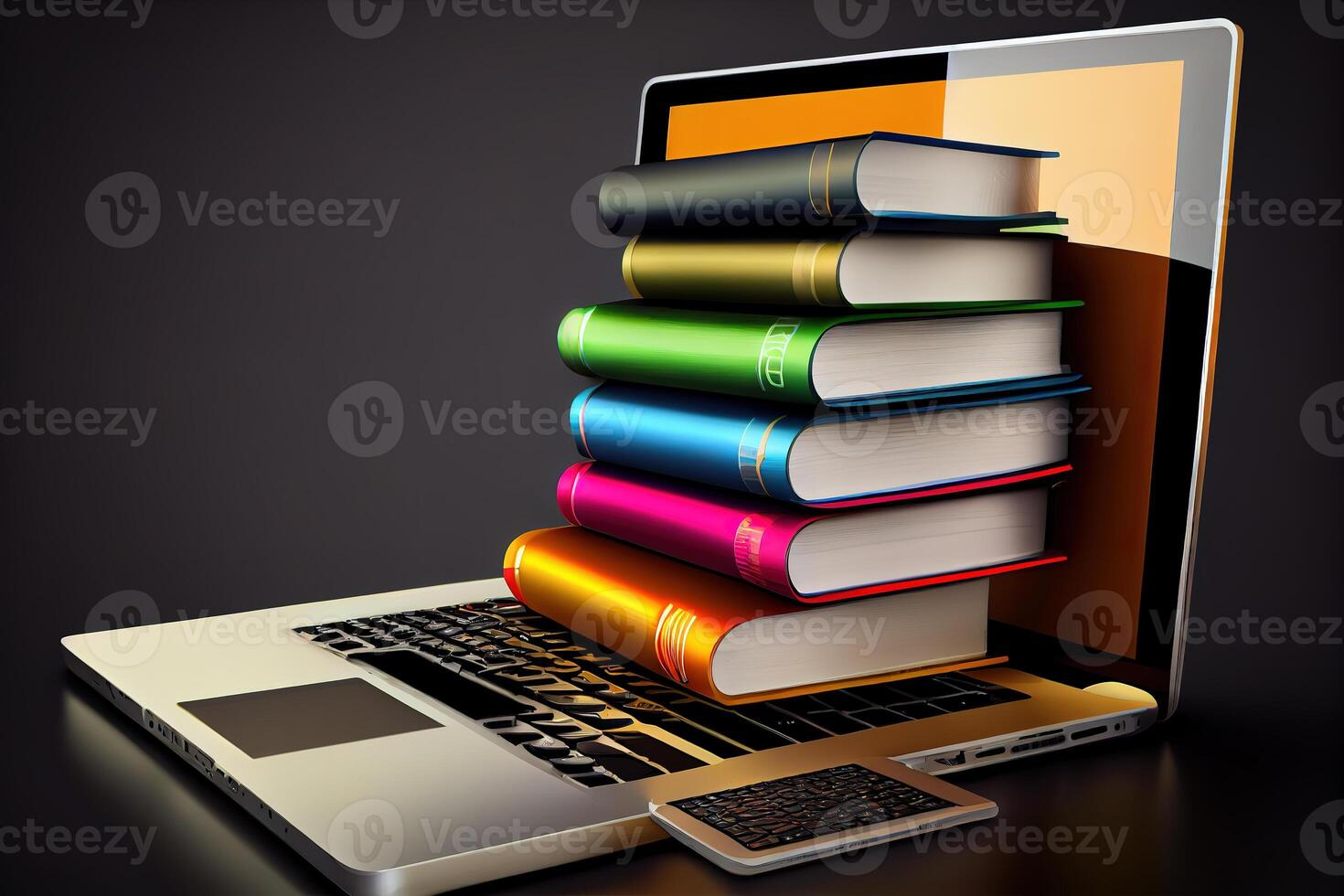 E-learning education or internet library. photo