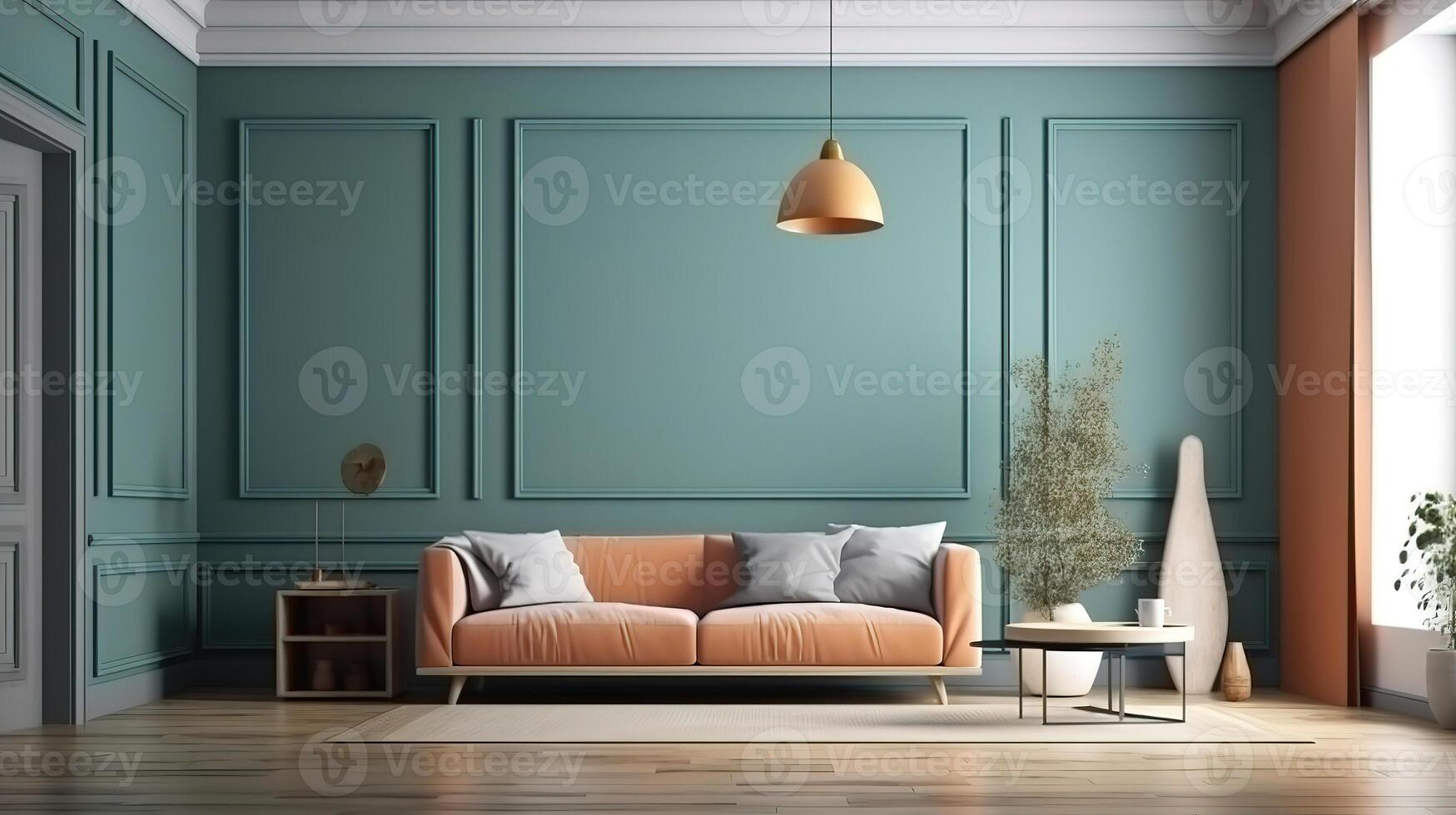 Plant against a white wall mockup. photo