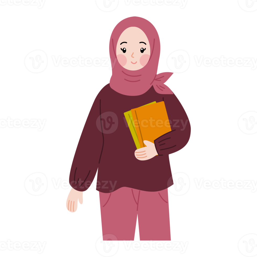 söt hijab kvinna karaktär illustration png