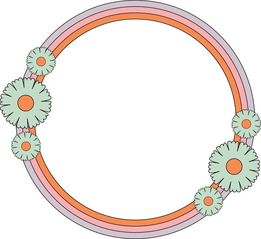 Flowers on Circle Frame Element vector