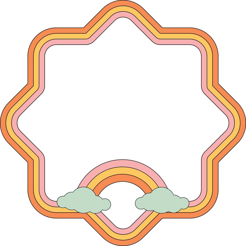 Octagrams With Clouds Frame Element vector