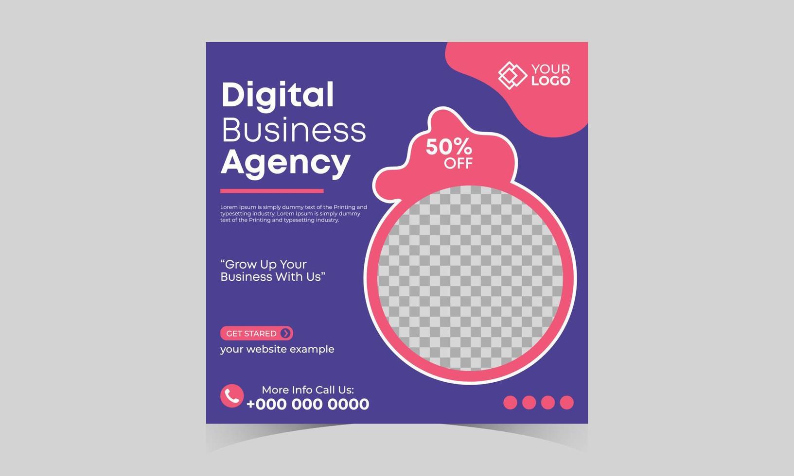 Digital marketing post Template. corporate business marketing post. Creative Idea Digital Marketing Agency Template. Social Media Square Posts and Digital marketing agency post banner. vector