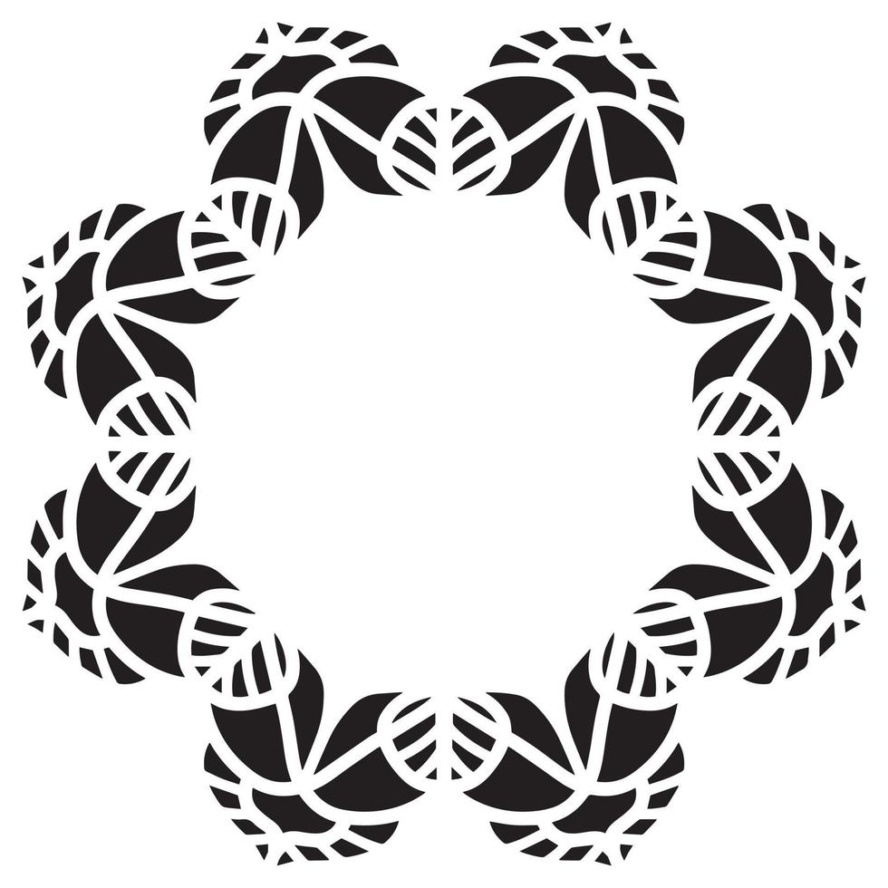 Abstract floral round frame stencil vector