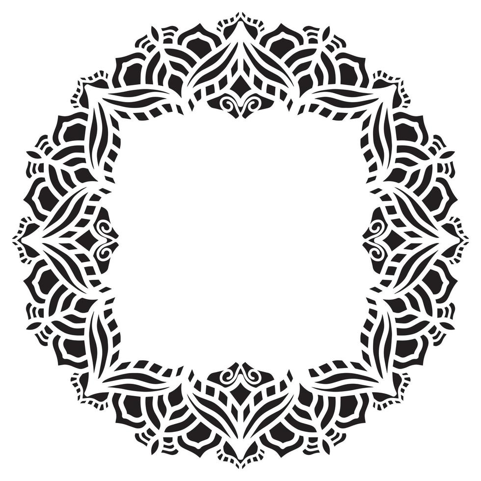 Abstract floral round frame stencil vector