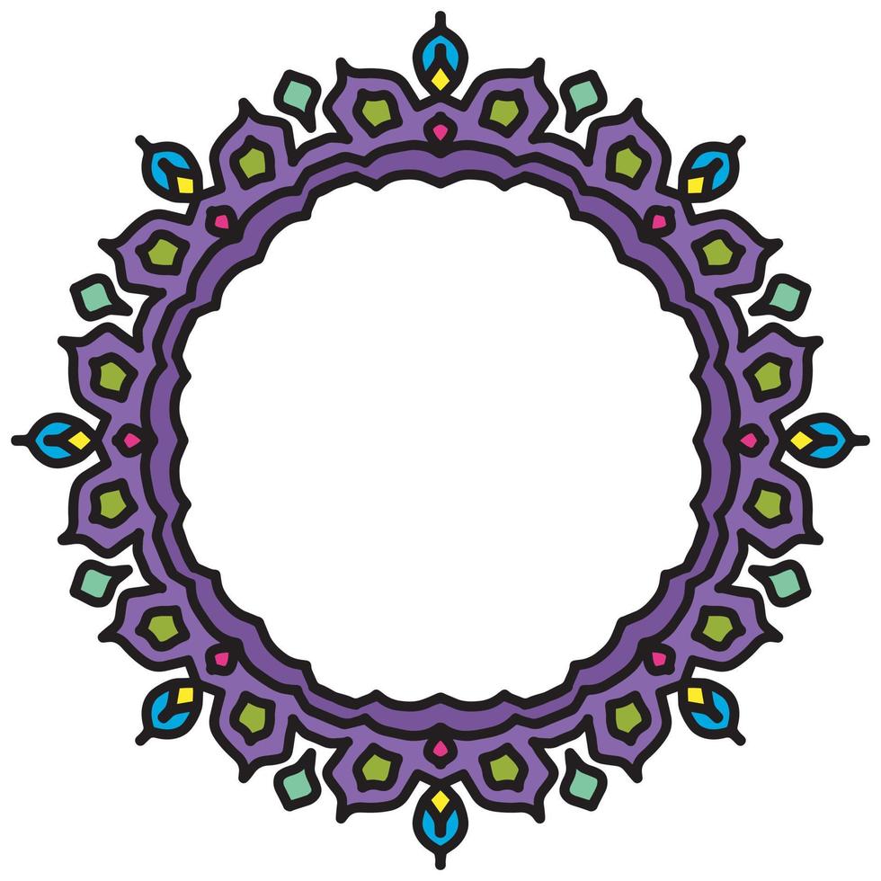 Mandala round frame with flowers and leaf vector