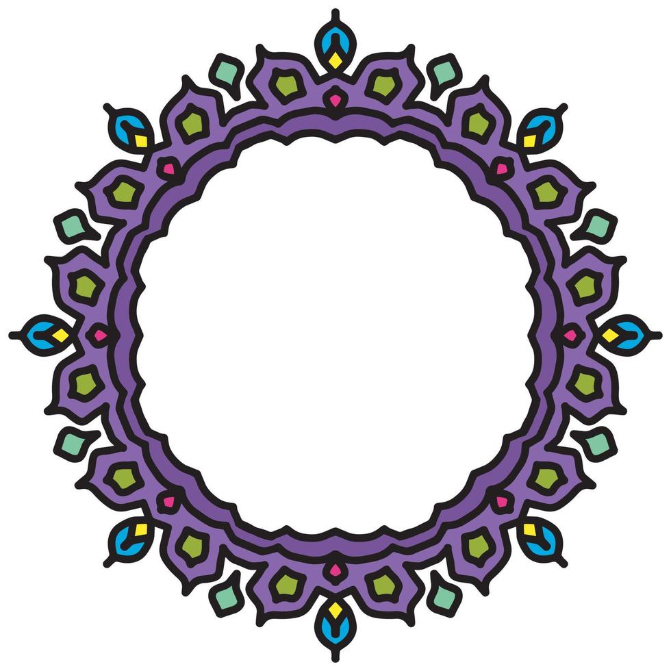 Mandala round frame with flowers and leaf vector