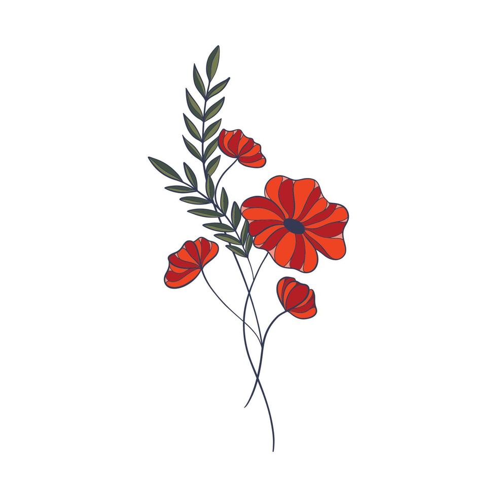 rojo amapola flor aislado en blanco antecedentes. vector