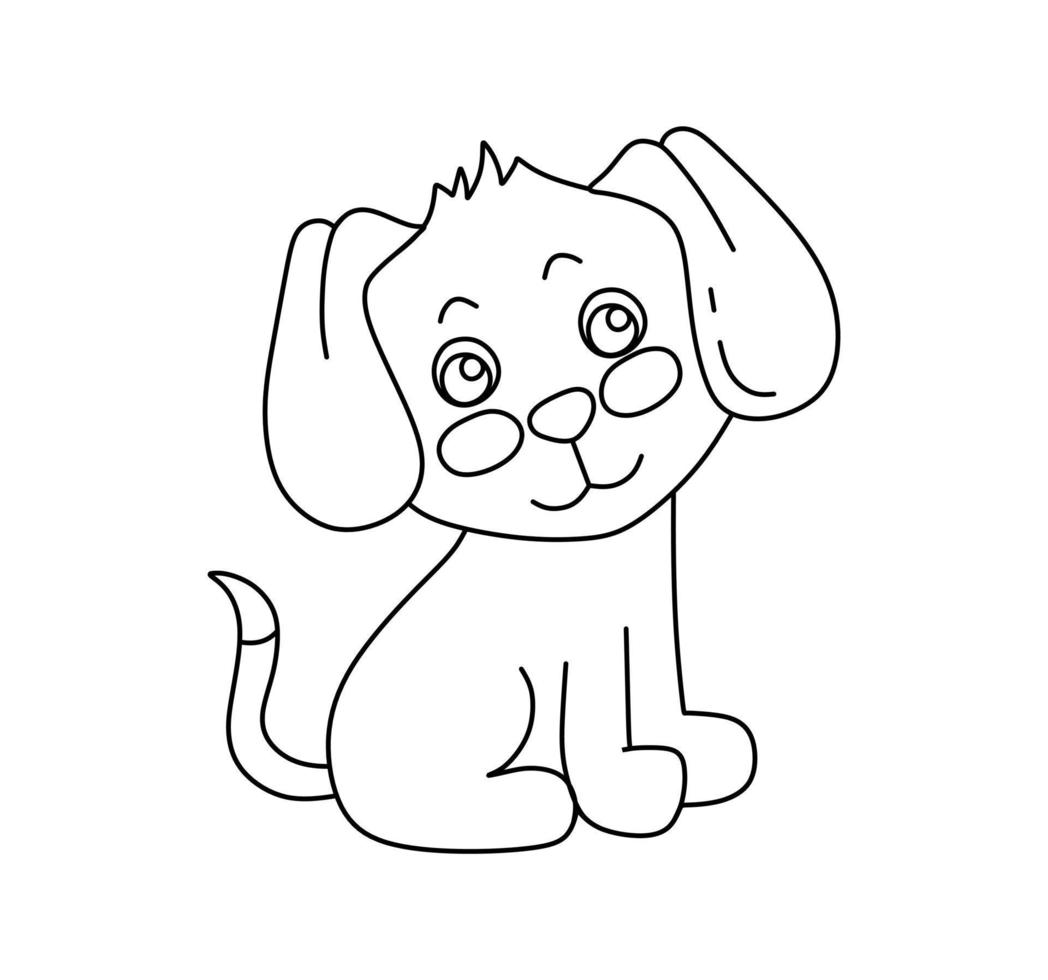 Dog Character Black and White Vector Illustration Coloring Book for Kids