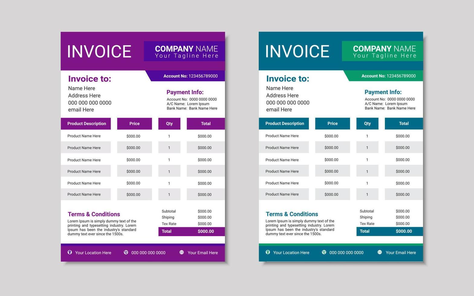 invoice design template bill payment paper design template vector