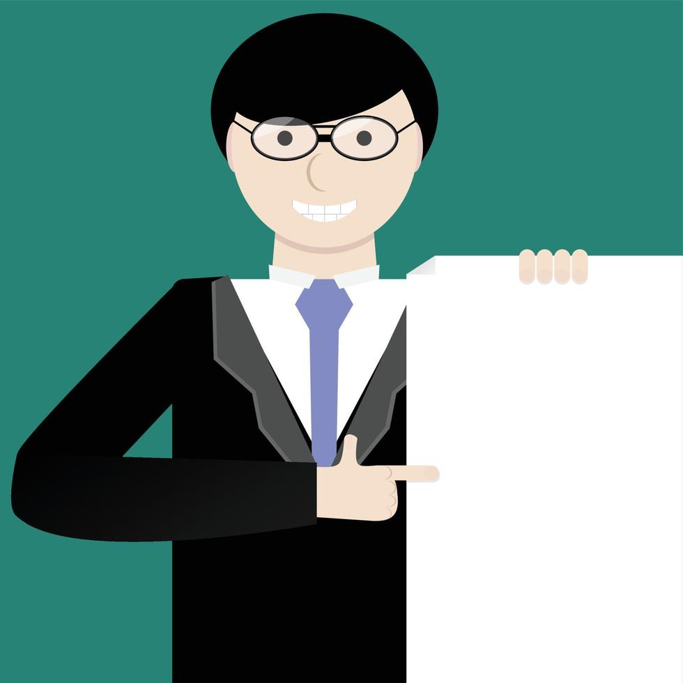 Young businessman showing a project idea or contract vector