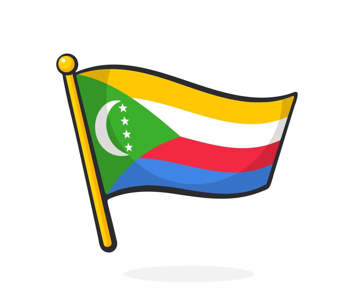 Cartoon illustration of national flag of the Comoros vector