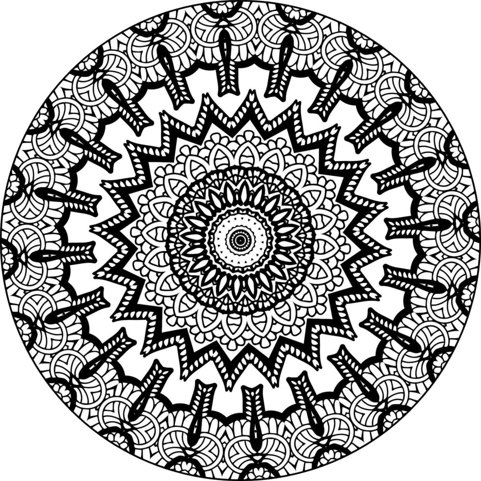 Decorative mandala with marine elements and waves on white isolated background. For coloring book pages. vector