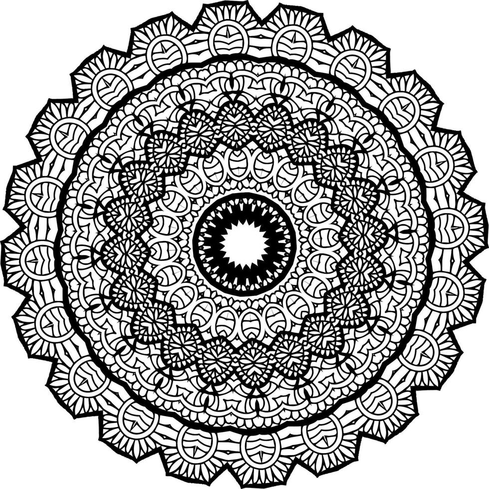 Decorative mandala with marine elements and waves on white isolated background. For coloring book pages. vector