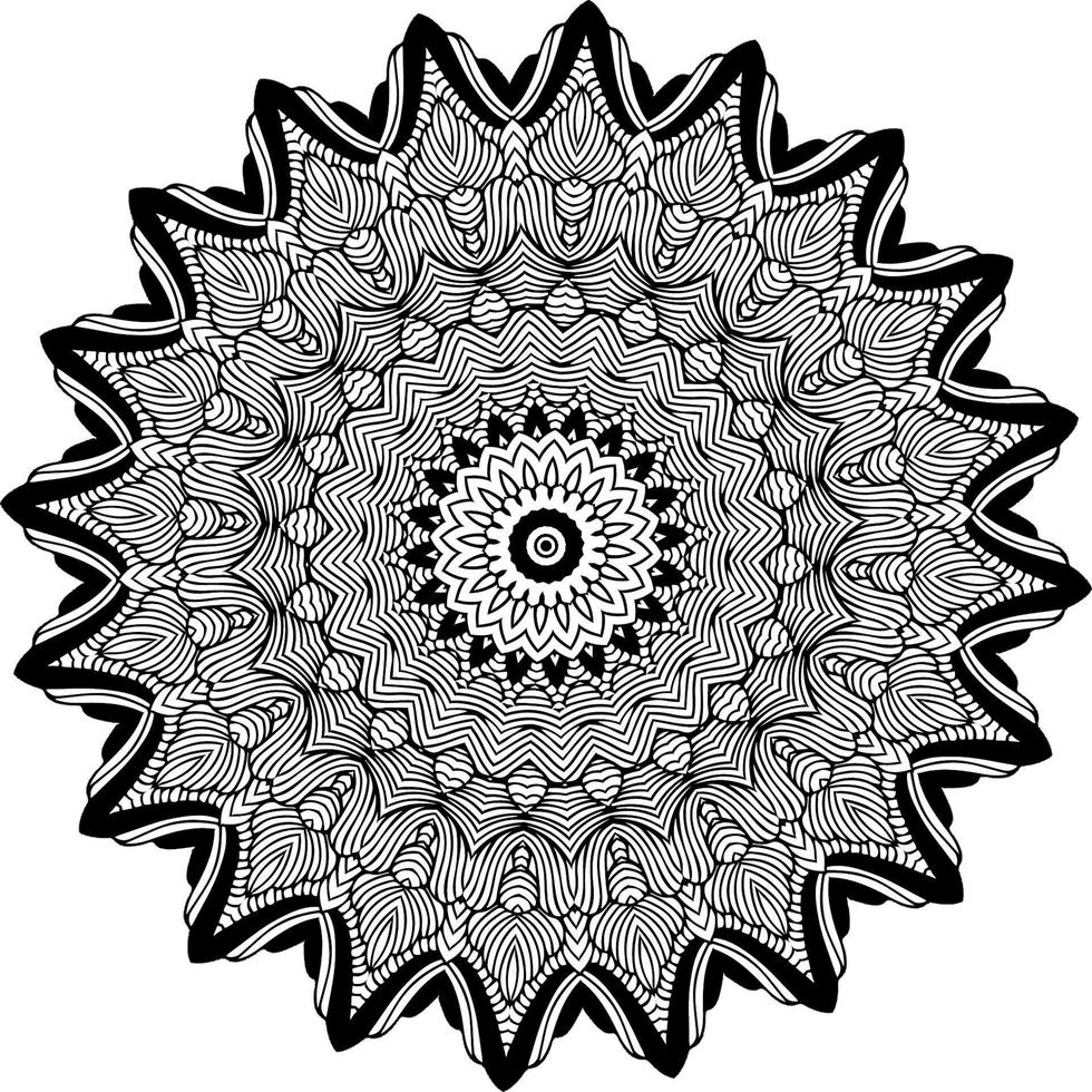 Simple circular pattern in form of mandala for Henna, Mehndi, Tattoo, Decoration. Decorative ornament in ethnic oriental style. Coloring book page. Circle Vector Clipart Floral Flower Oriental Pattern