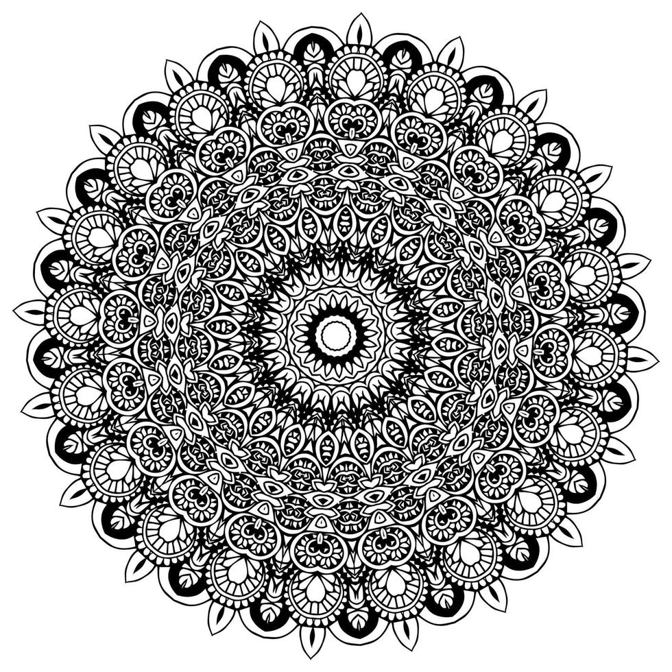 mandala colorante libro Arte. saludo tarjeta, pegatina, cordón modelo y tatuaje. decoración para interior diseño. vector circulo de mandala con floral ornamento modelo. antecedentes