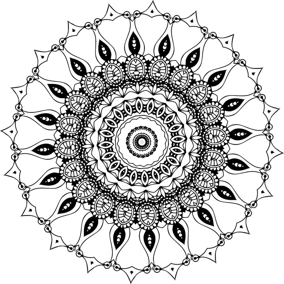 mandala colorante libro Arte. saludo tarjeta, pegatina, cordón modelo y tatuaje. decoración para interior diseño. vector circulo de mandala con floral ornamento modelo. antecedentes