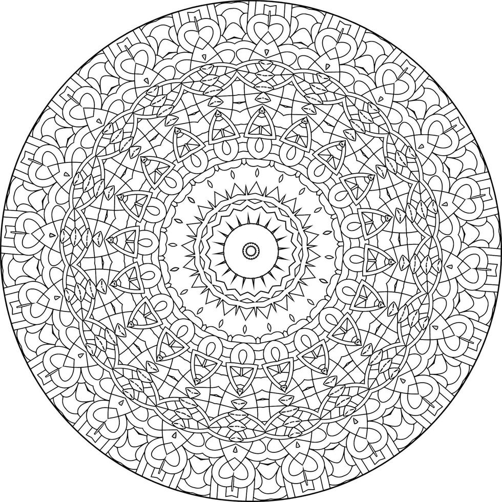 sencillo garabatear mandala con floral y corazón patrones en un blanco aislado antecedentes. para colorante libro paginas vector