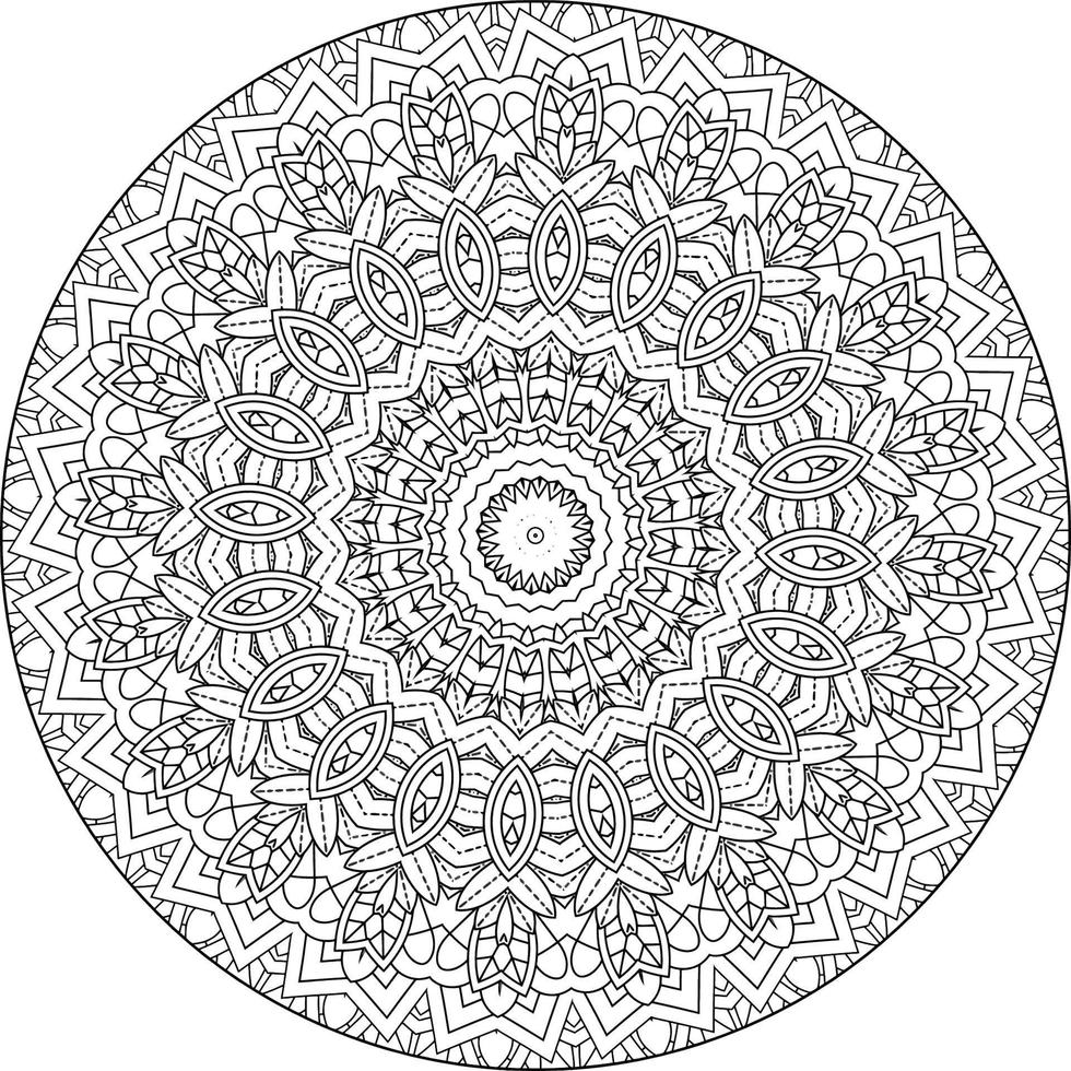 Simple doodle mandala with floral and heart patterns on a white isolated background. For coloring book pages. vector