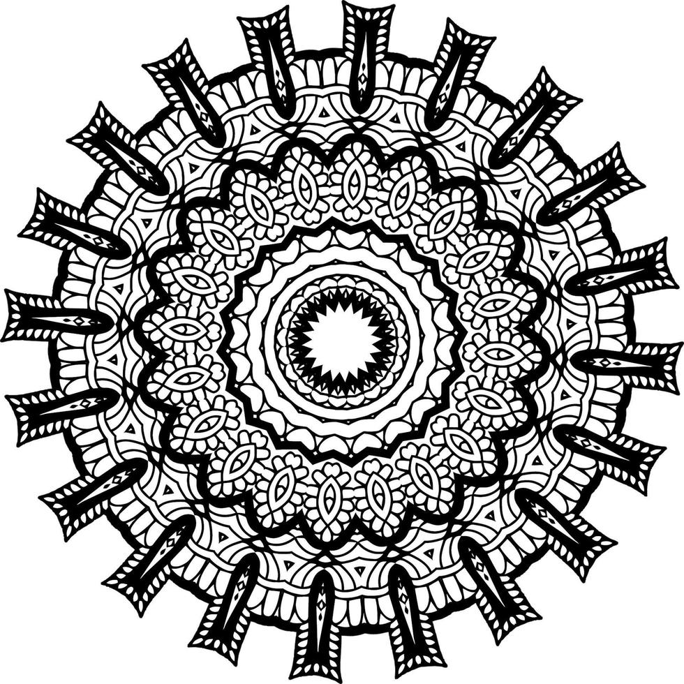 decorativo mandala con marina elementos y olas en blanco aislado antecedentes. para colorante libro paginas vector