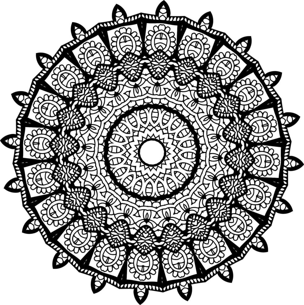 Decorative mandala with marine elements and waves on white isolated background. For coloring book pages. vector