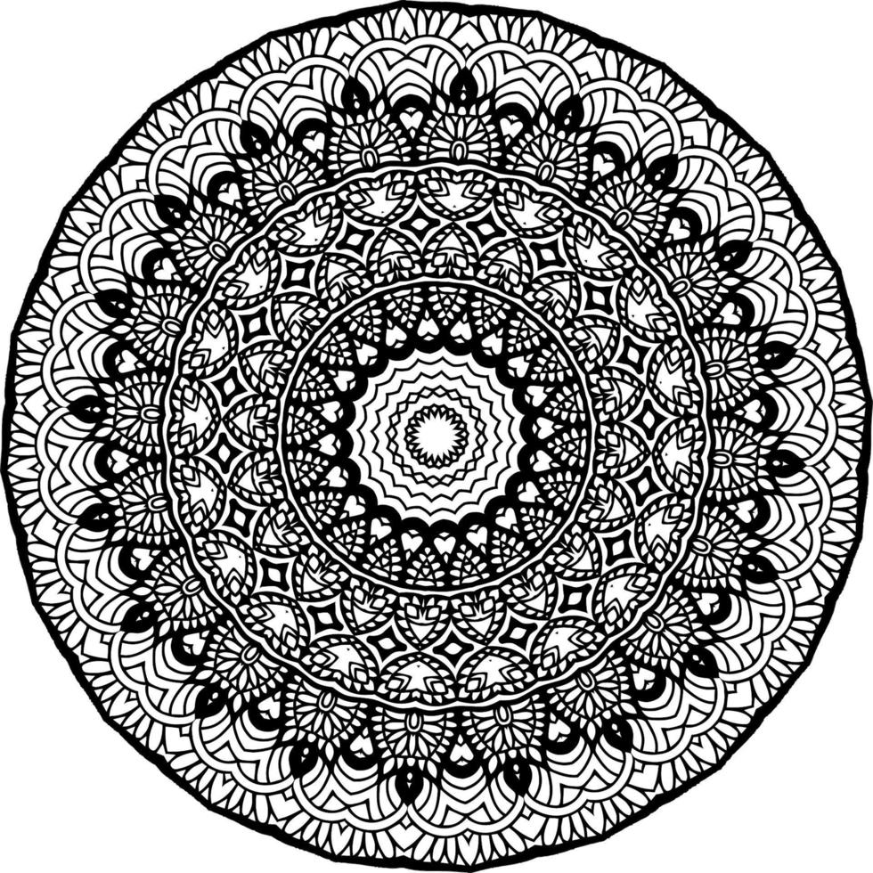 Decorative mandala with marine elements and waves on white isolated background. For coloring book pages. vector