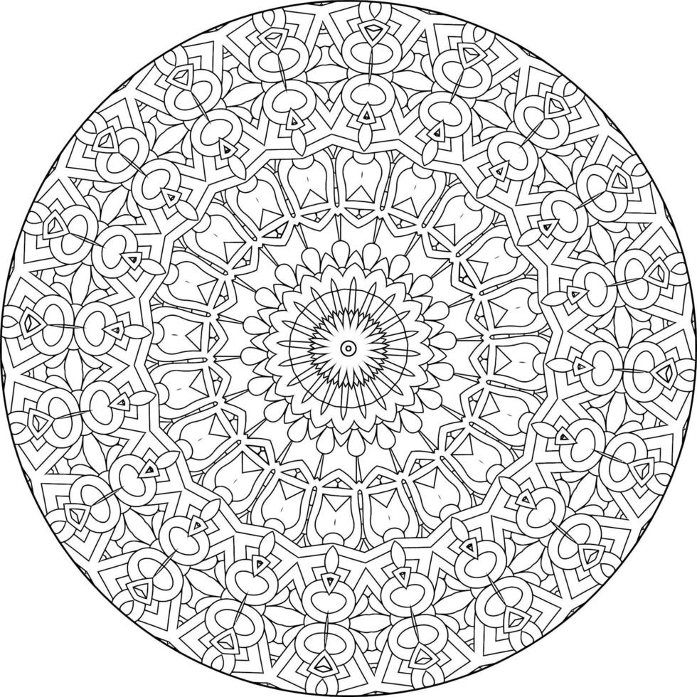 sencillo garabatear mandala con floral y corazón patrones en un blanco aislado antecedentes. para colorante libro paginas vector