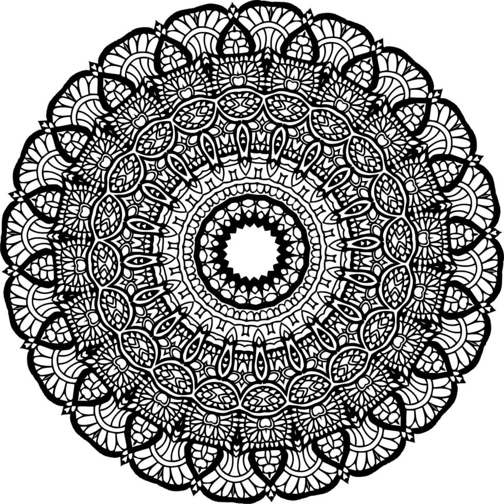 Decorative mandala with marine elements and waves on white isolated background. For coloring book pages. vector
