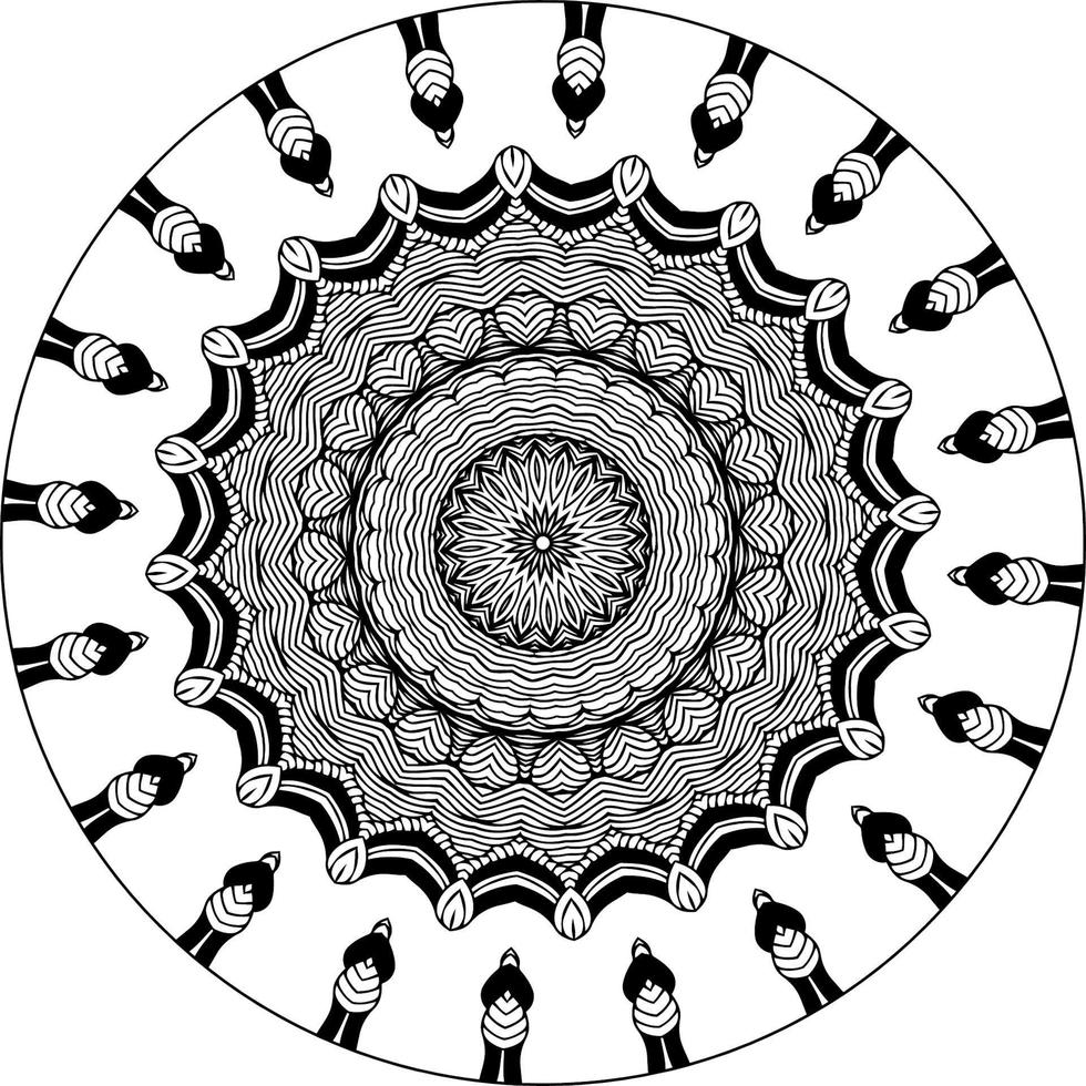 sencillo circular modelo en formar de mandala para alheña, mehndi, tatuaje, decoración. decorativo ornamento en étnico oriental estilo. colorante libro página. circulo vector clipart floral flor oriental modelo