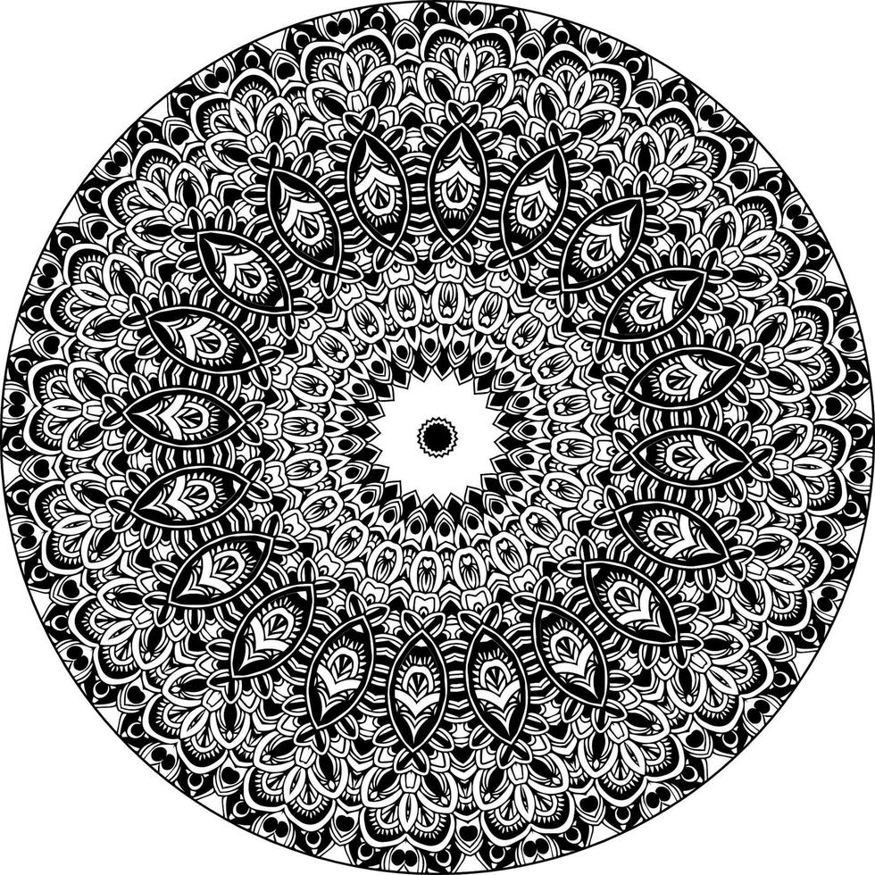 Decorative mandala with marine elements and waves on white isolated background. For coloring book pages. vector