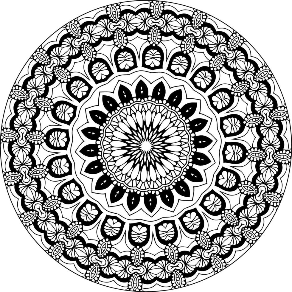 Easy circular pattern in form of mandala for Henna, Mehndi, Tattoo, Decoration. Decorative ornament in ethnic oriental style. Coloring book page for kids. Vintage decorative elements vector