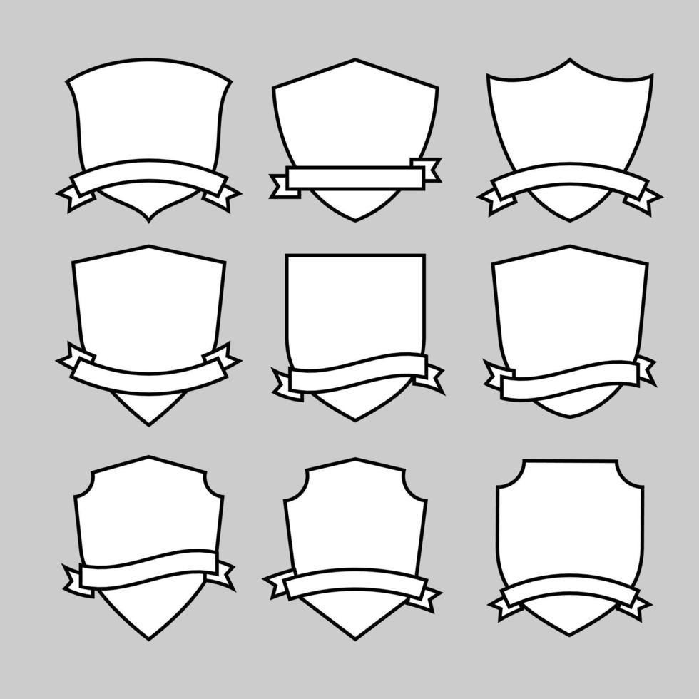 Shield collection with ribbon, vector design element