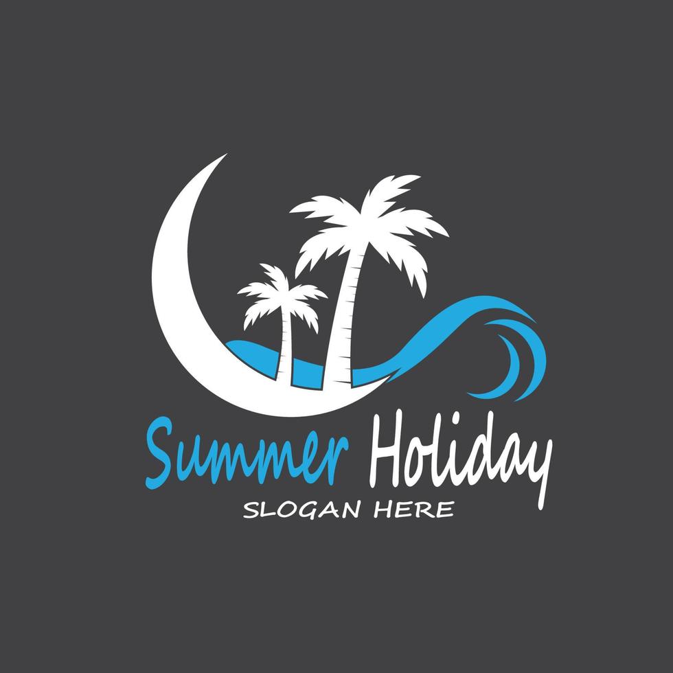 Palm Trees Summer Holidays Logo Design Vector Template Illustration