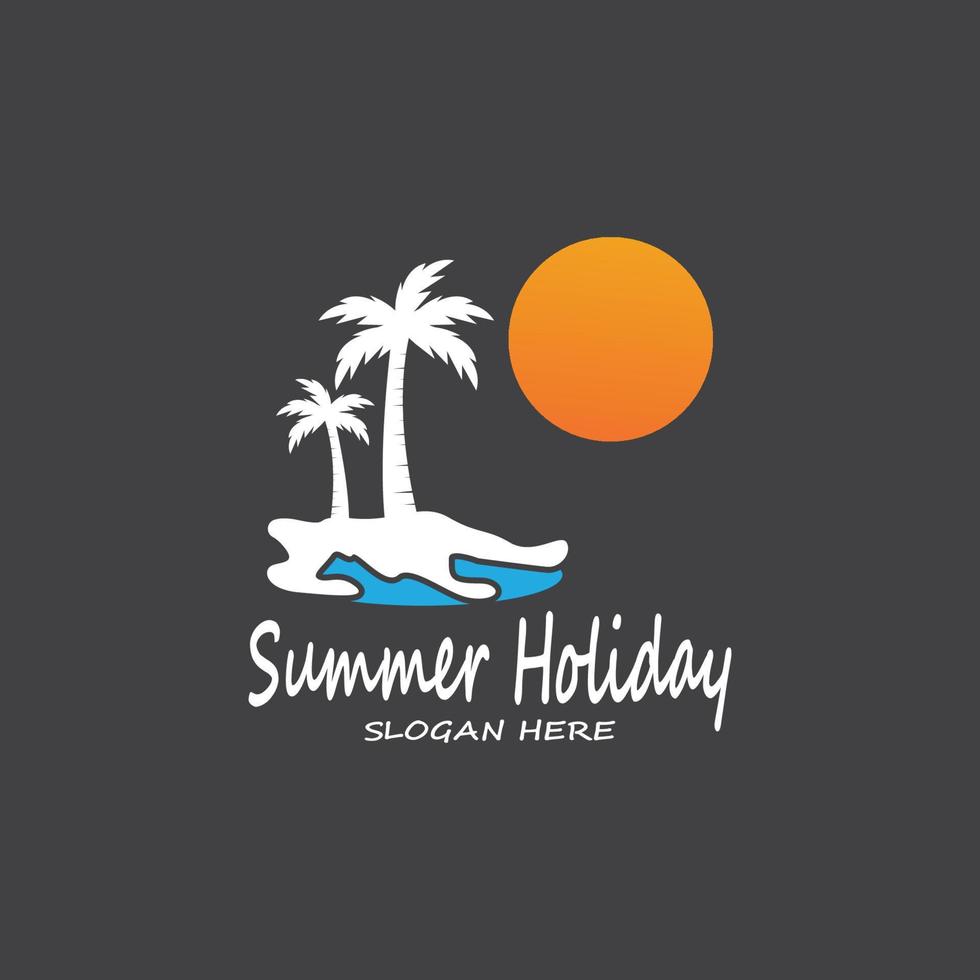 Palm Trees Summer Holidays Logo Design Vector Template Illustration