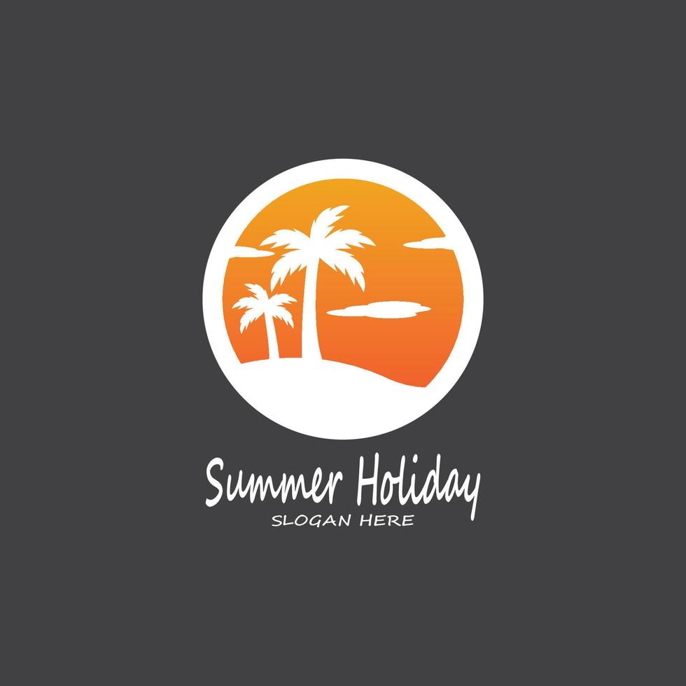 Palm Trees Summer Holidays Logo Design Vector Template Illustration