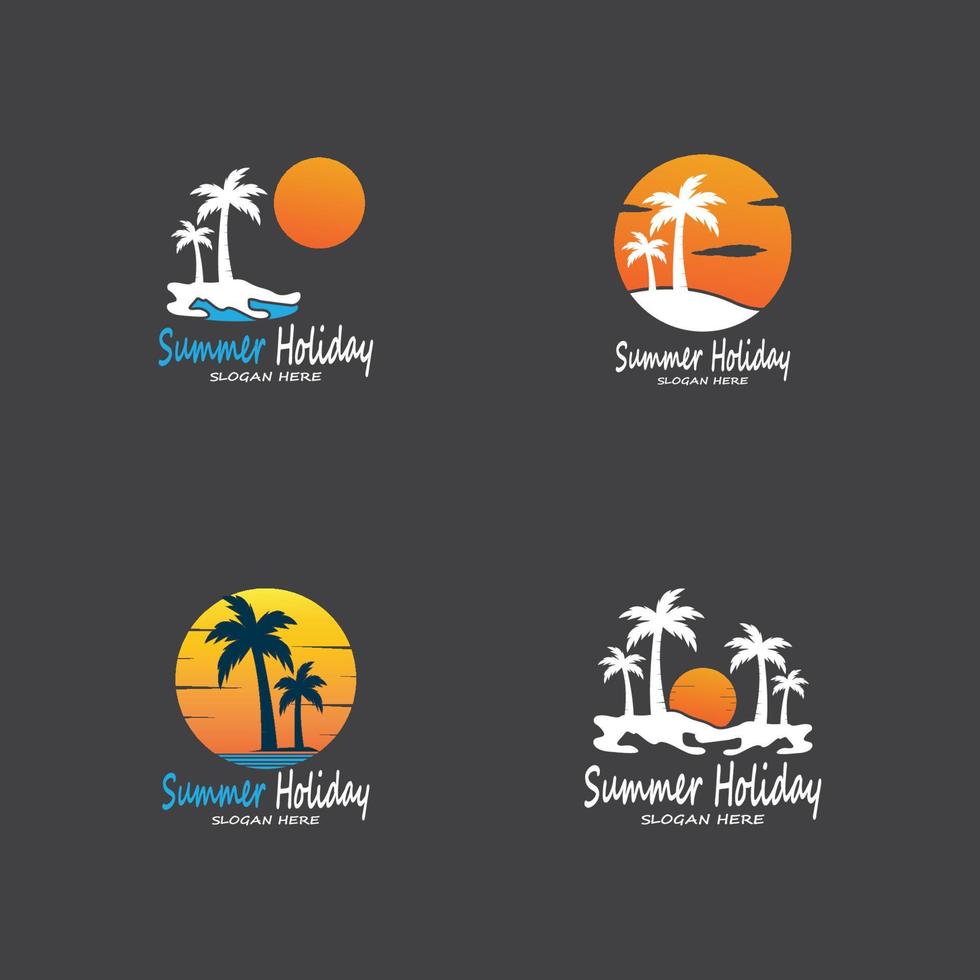 Palm Trees Summer Holidays Logo Design Vector Template Illustration