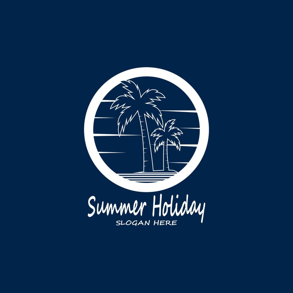 Palm Trees Summer Holidays Logo Design Vector Template Illustration