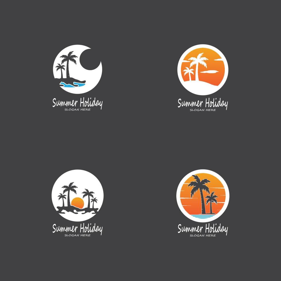 Palm Trees Summer Holidays Logo Design Vector Template Illustration