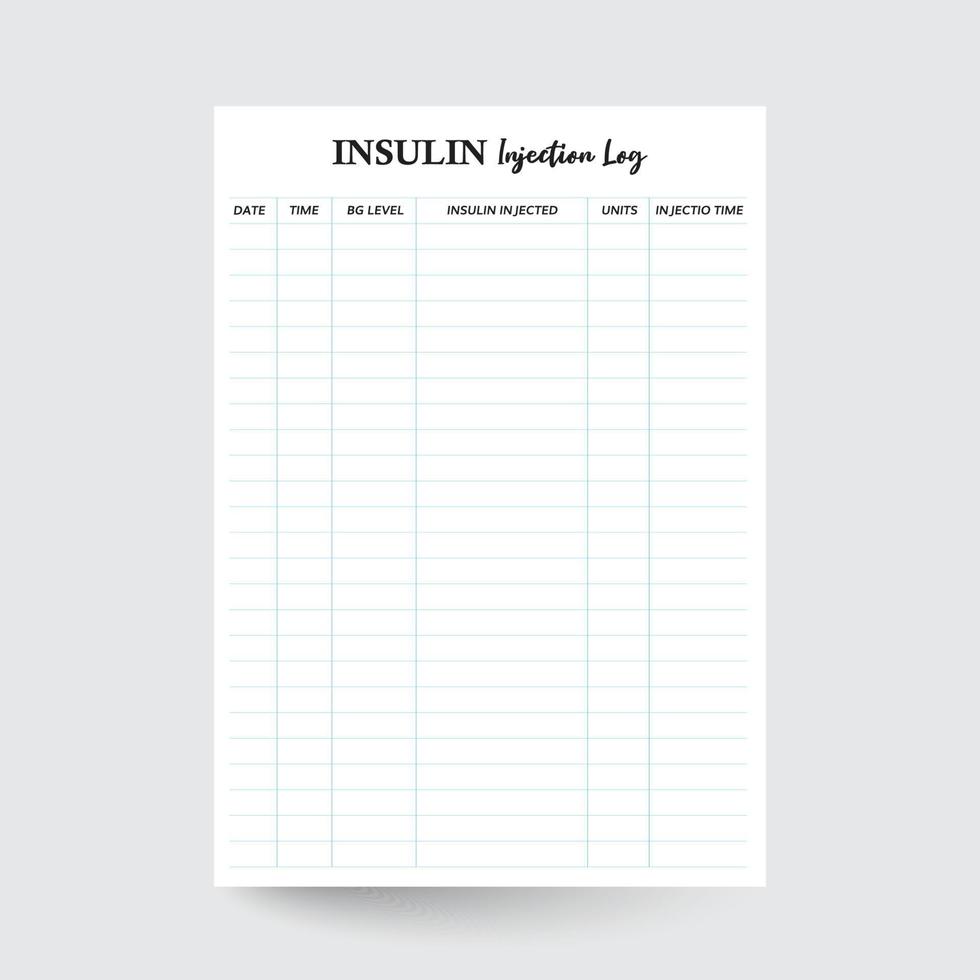 Insulin Injection Log,Glucose Log,Insulin Log,Insulin Tracker,Diabetes Log,Insulin Chart,Diabetes Test Log,Diabetic Journal,Hypotension Log,Diabetic health log vector