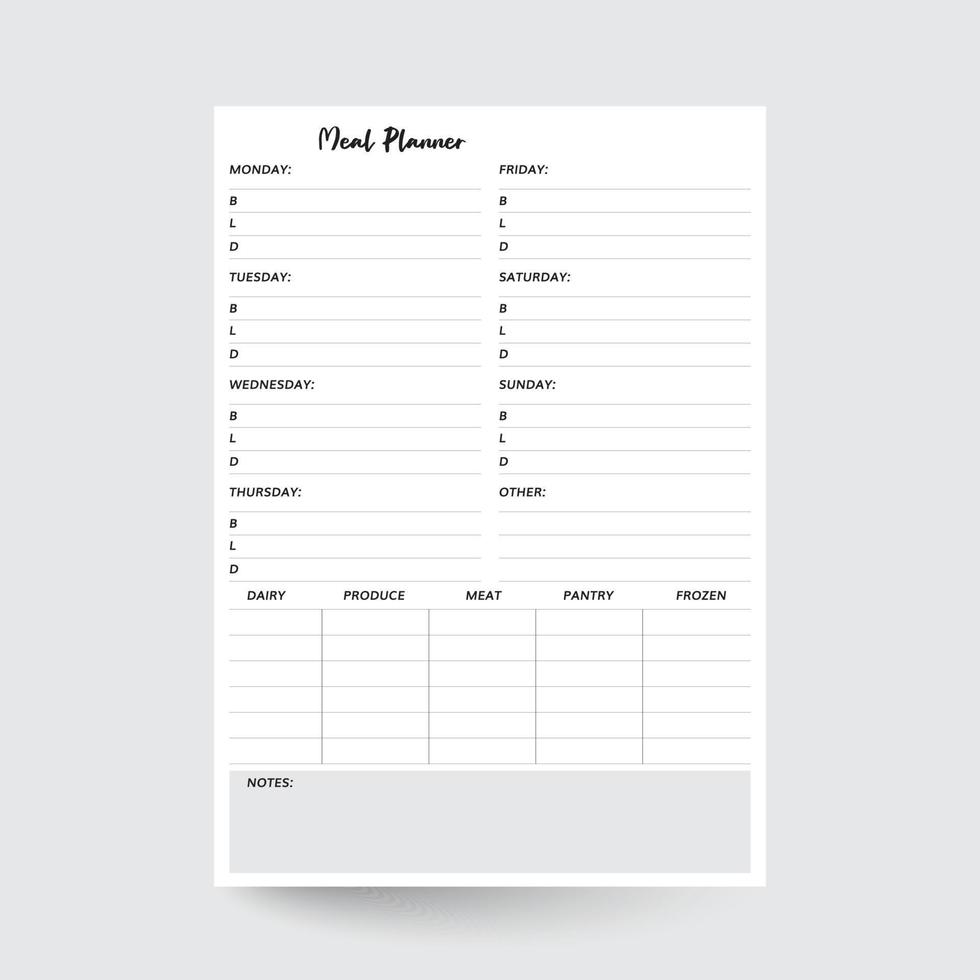 Weekly Menu Planner Weekly Meal Plan Meal Tracker Weekly Menu Plan Meal 