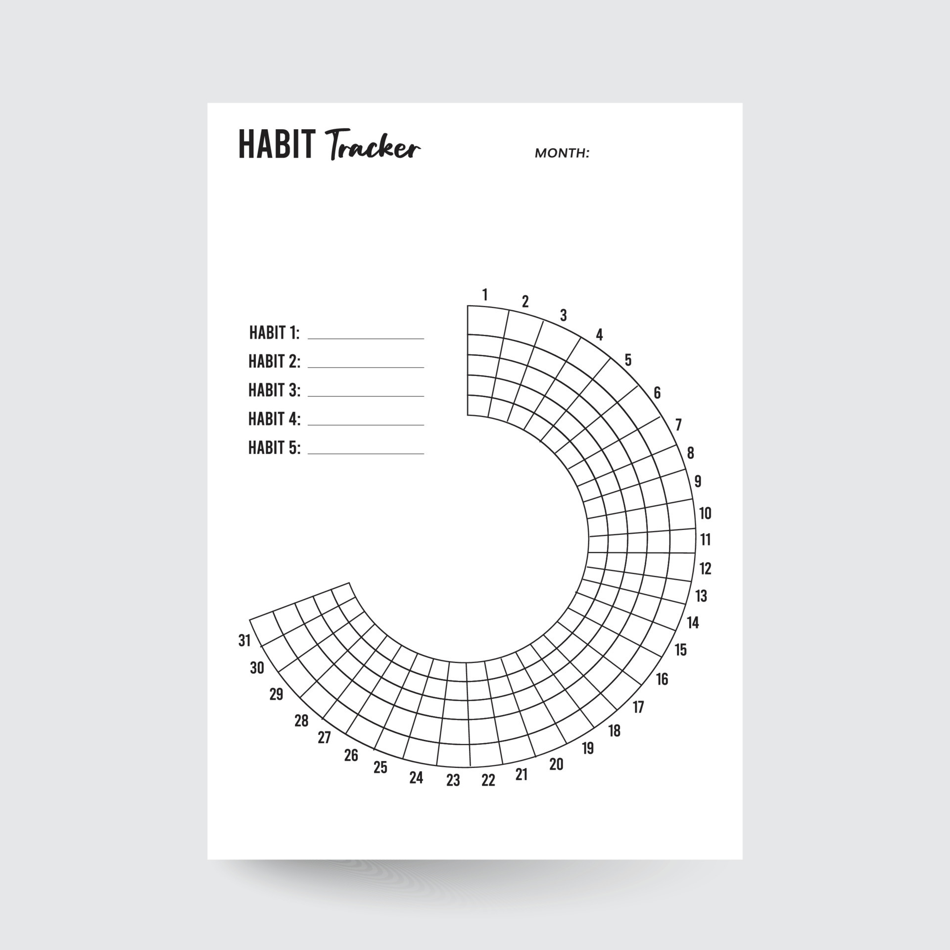 Semi Circle Habit Tracker,Mood Tracker,Mood Journal,Emotion Tracker