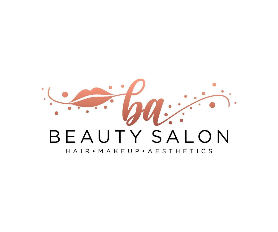 Initial BA feminine logo collections template. handwriting logo of initial signature, wedding, fashion, jewerly, boutique, floral and botanical with creative template for any company or business. vector