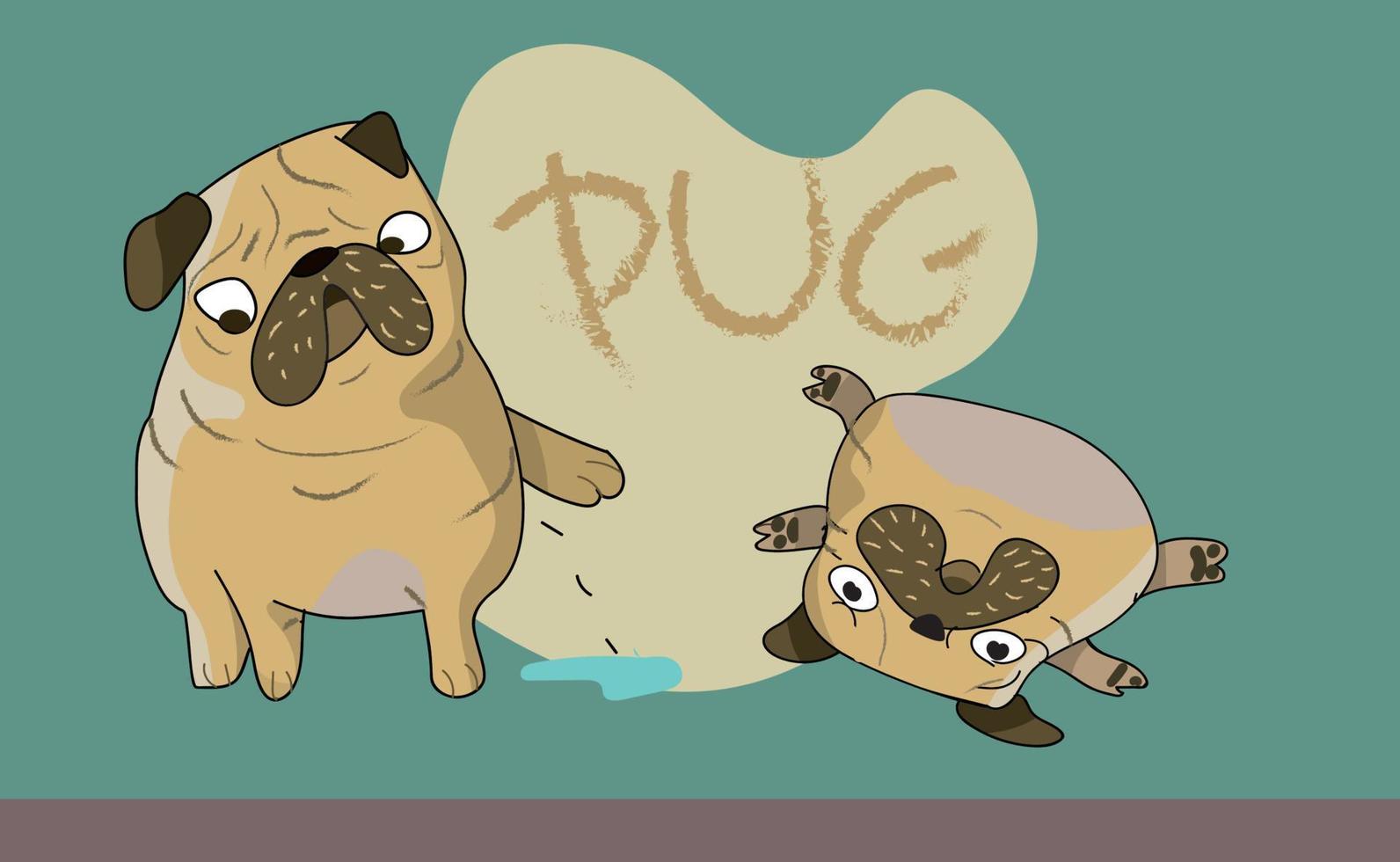 cute pug funny crazy dog vector