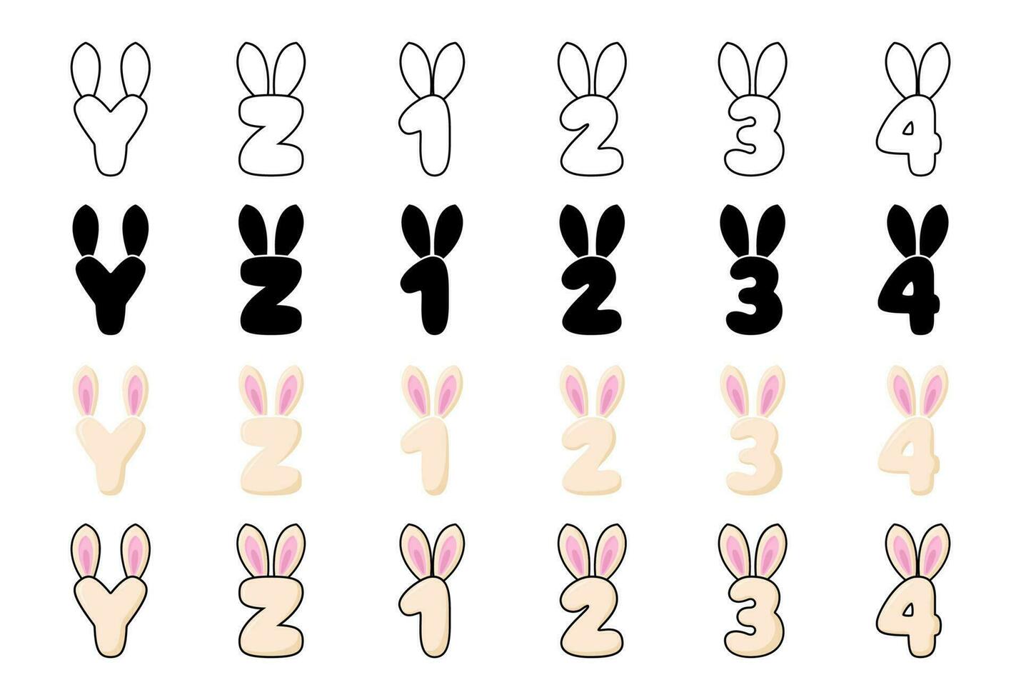 Bunny alphabet in cartoon style vector