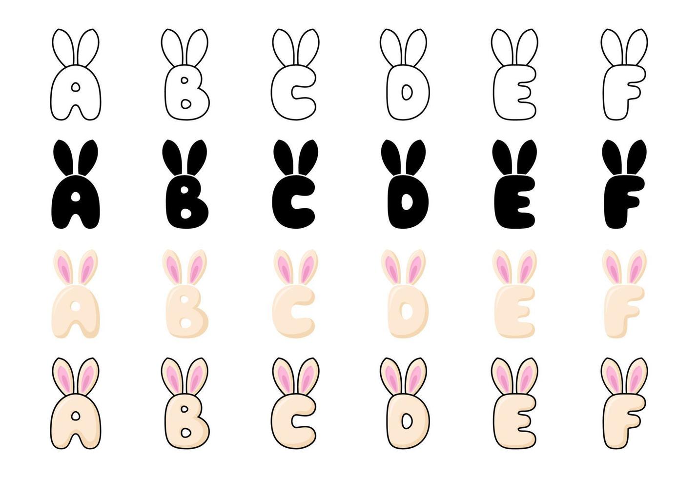 conejito alfabeto en dibujos animados estilo vector