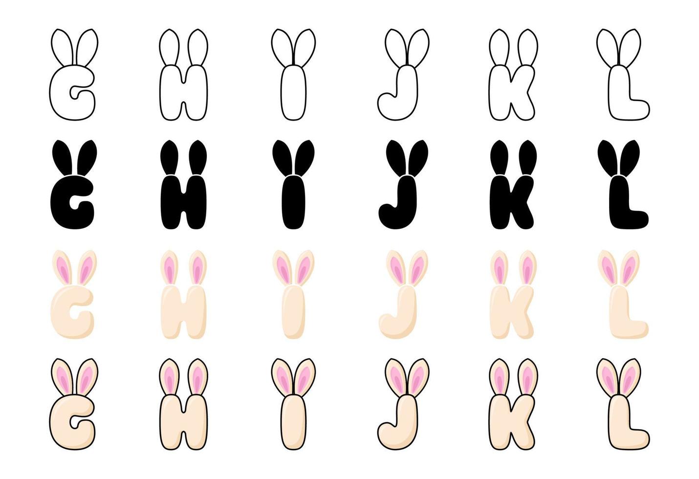 Bunny alphabet in cartoon style vector